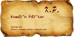 Komán Péter névjegykártya