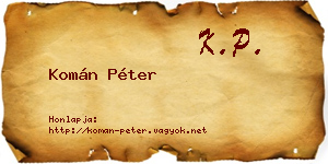Komán Péter névjegykártya